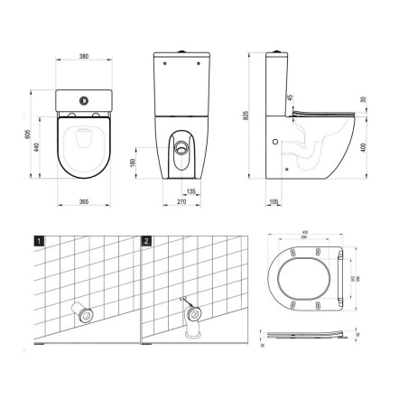 Ravak - WC à poser avec abattant SoftClose, évacuation vario, remplissage latéral, RimOff, blanc X01870