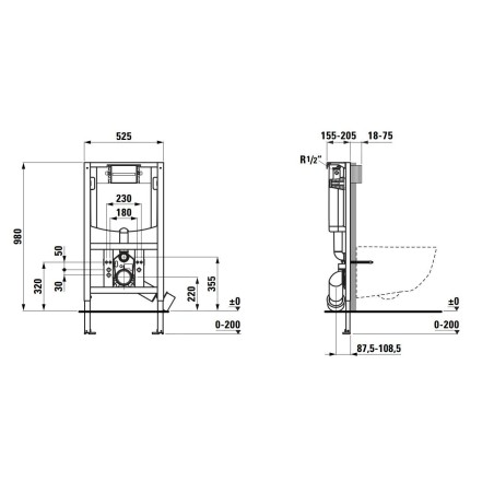 Laufen INEO - Bâti-support pour WC suspendu