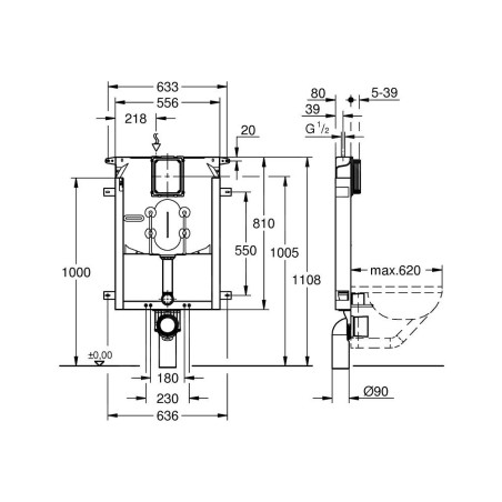 Grohe Uniset - Bâti-support Uniset pour WC suspendu