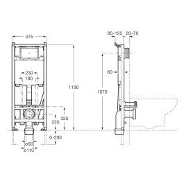 Roca IN-WALL - Bâti-support pour WC suspendu