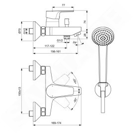 Ideal Standard Cerafine D - Mitigeur de baignoire avec accessoires, chrome BC693AA
