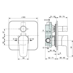 Ideal Standard Cerafine D - Mitigeur encastré de baignoire, chrome A7191AA