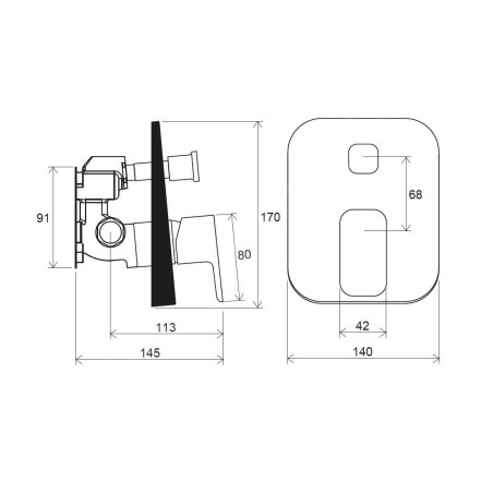 Ravak 10° Free - Mitigeur de baignoire TD F 065.00 encastré, chrome X070136