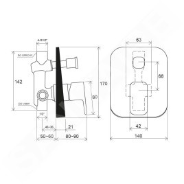 Ravak 10° Free - Mitigeur de baignoire TD F 061.00 encastré, avec corps, chrome X070134