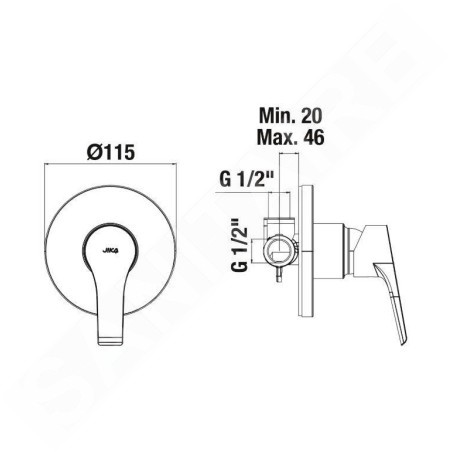 Jika Cube - Mitigeur encastrée, avec corps d’encastrement, chrome H3311W60040001