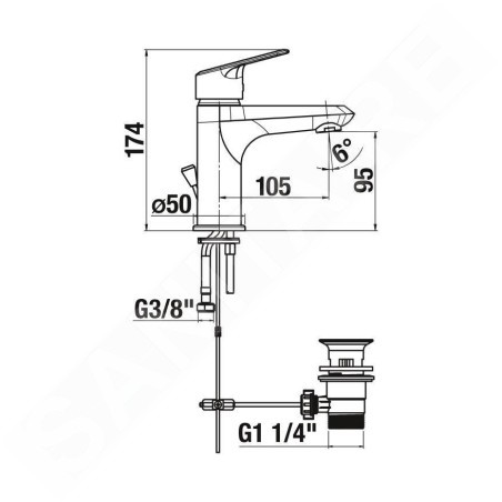 Jika Talas Trendy - Mitigeur de lavabo avec vidage, chrome H3112E10041111