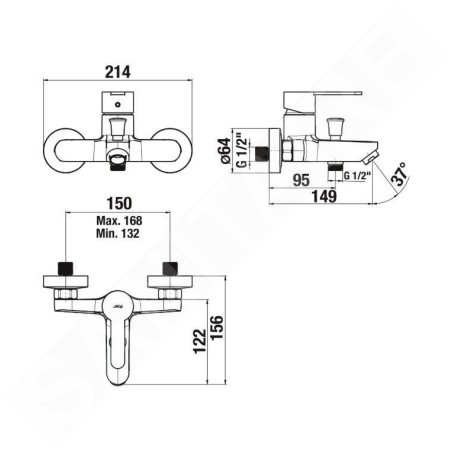 Jika Lyra Smart - Mitigeur de baignoire, chrome H3211Z70044001