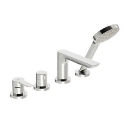 Hansa Ligna - Mitigeur pour montage sur bord de baignoire, installation 4 trous, chrome 06442473