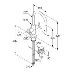 Kludi Nova Fonte - Robinet de lavabo avec vidage et bec orientable, chrome 201180539