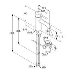 Kludi Bozz - Mitigeur de lavabo avec vidage, pour chauffe-eau instantané, chrome 382770576