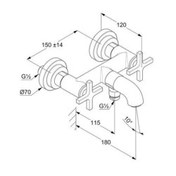 Kludi Nova Fonte - Mitigeur de baignoire, chrome 205400520