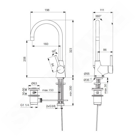 Ideal Standard CeraLine - Mitigeur de lavabo avec vidage et bec orientable, chrome BC195AA