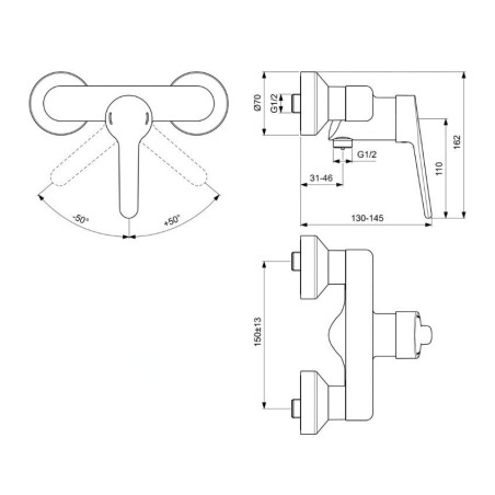 Ideal Standard Ceraplus II - Robinetterie de douche murale, chrome BC118AA