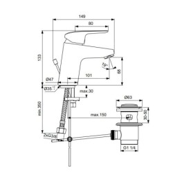 Ideal Standard CeraFlex - Mitigeur de lavabo avec vidage, chrome B1838AA