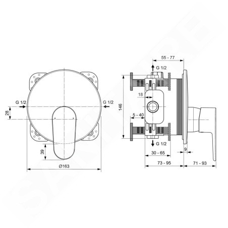 Ideal Standard Cerafine O - Robinetterie de douche encastrée, chrome A7349AA