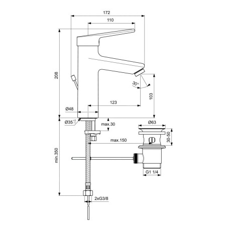 Ideal Standard Ceraplus II - Mitigeur de lavabo Grande avec vidage, chrome BC099AA