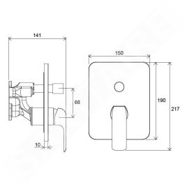 Ravak Flat - Mitigeur FL 065.00 encastré pour 2 corps, chrome X070123