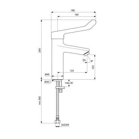 Ideal Standard Ceraplus II - Mitigeur de lavabo Grande avec levier médical, chrome BC106AA