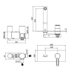 Paffoni Ringo - Mitigeur de lavabo encastrée avec corps d’encastrement, noir mat RIN106NO
