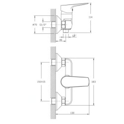 Aqualine Lotta - Mitigeur de douche, noir mat LT611B
