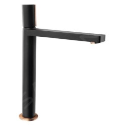 Sapho Soliter - Robinetterie Kaisa pour lavabo, noir/or rose ZT091