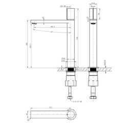 Sapho Soliter - Robinetterie Kaisa pour lavabo, noir/or rose ZT091