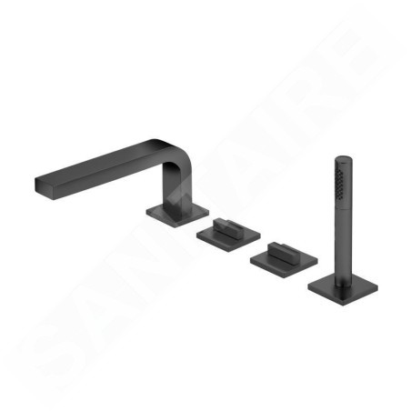 Keuco Edition 11 - Mitigeur au bord de baignoire, installation 4 trous, chrome noir 51130130100