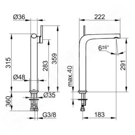 Keuco Edition 400 - Mitigeur de lavabo, chrome noir 51502130103