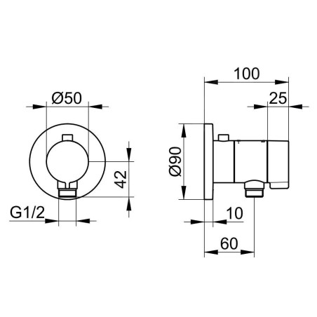 Keuco IXMO - Mitigeur thermostatique encastré, avec raccord de tuyau, chrome 59554010001