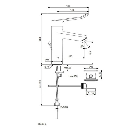 Ideal Standard Ceraplus II - Mitigeur de lavabo avec vidage, chrome BC103AA