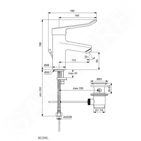 Ideal Standard Ceraplus II - Mitigeur de lavabo avec vidage, chrome BC095AA