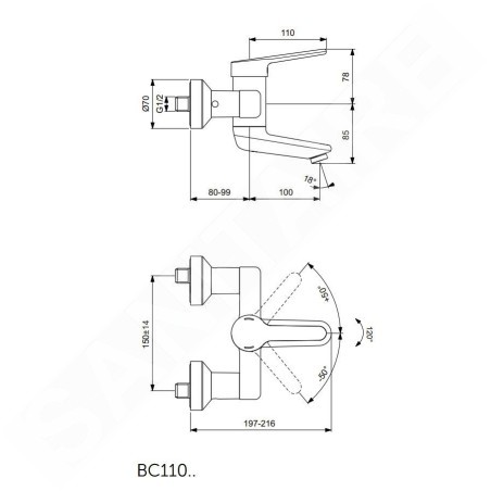Ideal Standard Ceraplus II - Mitigeur de lavabo, chrome BC110AA