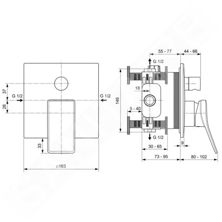 Ideal Standard Conca Tap - Mitigeur encastré, pour 2 sorties, Magnetic Grey A7374A5
