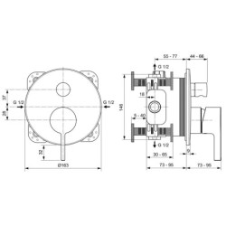 Ideal Standard Joy - Mitigeur encastré, pour 2 sorties, Magnetic Grey A7383A5