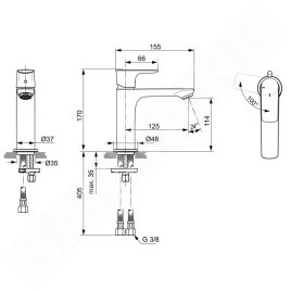 Ideal Standard Connect Air - Mitigeur de lavabo Grande Slim, Blue Start, Magnetic Grey A7016A5