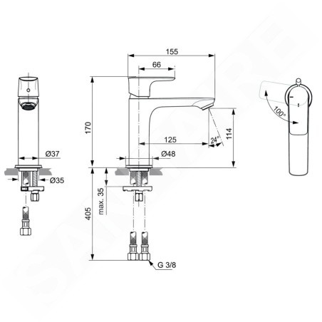 Ideal Standard Connect Air - Mitigeur de lavabo Grande Slim, Blue Start, Magnetic Grey A7016A5