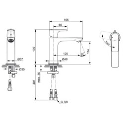 Ideal Standard Connect Air - Mitigeur de lavabo Grande Slim, Blue Start, Silver Storm A7016GN