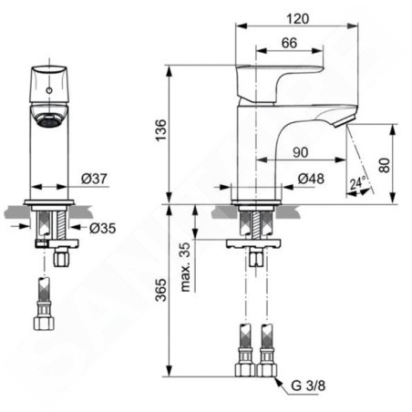 Ideal Standard Connect Air - Mitigeur de lavabo Piccolo Slim, Magnetic Grey A7018A5