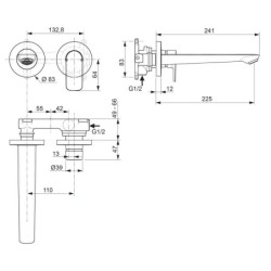Ideal Standard Connect Air - Mitigeur de lavabo encastré, 2 trous, Magnetic Grey A7009A5