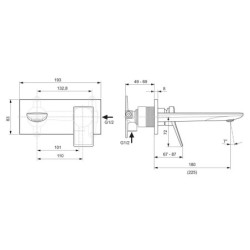 Ideal Standard Conca Tap - Mitigeur de lavabo encastré, bec 180 mm, Silver Storm A7371GN
