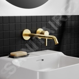 Ideal Standard Joy - Mitigeur de lavabo encastré, bec 225 mm, 2 trous, Brushed Gold A7379A2