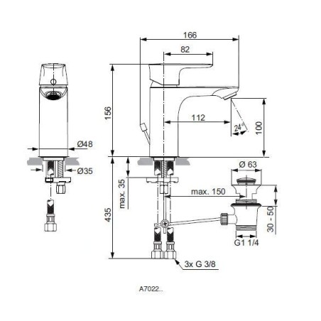 Ideal Standard Connect Air - Mitigeur de lavabo avec vidage, Magnetic Grey A7022A5