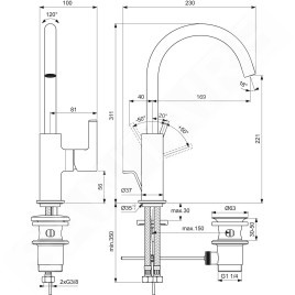 Ideal Standard Joy - Mitigeur de lavabo avec vidage, Magnetic Grey BC777A5