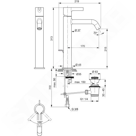Ideal Standard Joy - Mitigeur de lavabo avec vidage, Magnetic Grey BC781A5