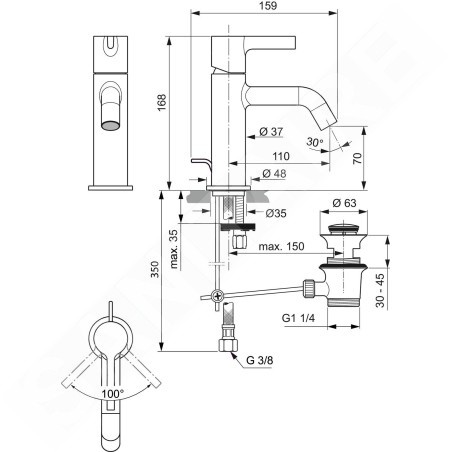 Ideal Standard Joy - Mitigeur de lavabo avec vidage, Silver Storm BC775GN