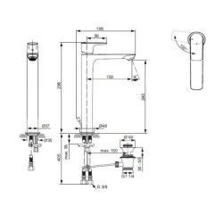 Ideal Standard Connect Air - Mitigeur de lavabo Slim avec vidage, BlueStart, Brushed Gold A7026A2