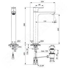 Ideal Standard Connect Air - Mitigeur de lavabo Slim avec vidage, Silver Storm A7025GN