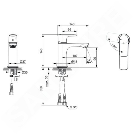 Ideal Standard Connect Air - Mitigeur de lavabo Slim, BlueStart, Silver Storm A7011GN