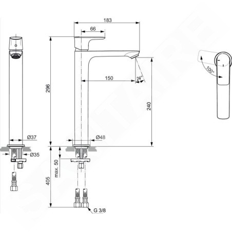 Ideal Standard Connect Air - Mitigeur de lavabo Slim, BlueStart, Silver Storm A7028GN