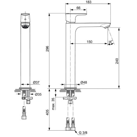 Ideal Standard Connect Air - Mitigeur de lavabo Slim, Magnetic Grey A7027A5